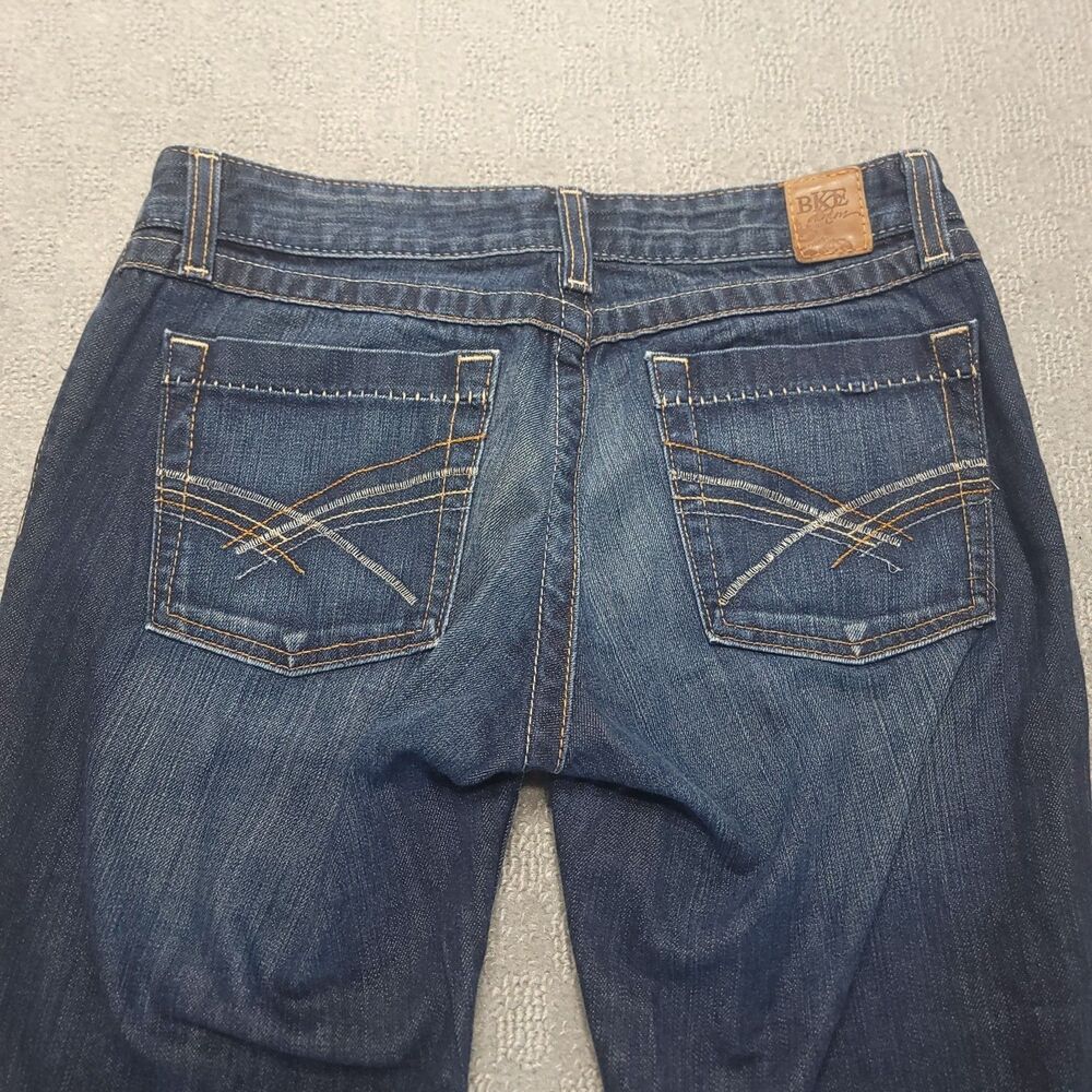 BKE Denim Womens 28 (30x20) Jeans Cropped Low Rise Stretch Embroidered Blue - Picture 3 of 11
